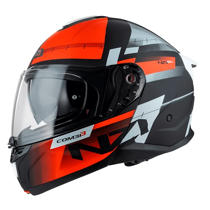Capacete NZI Combi 3 Duo Metric Preto Vermelho Branco 60