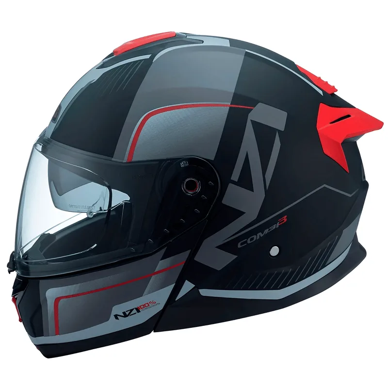 Capacete NZI Combi 3 Duo Orbe Preto Anthracite Vermelho 56