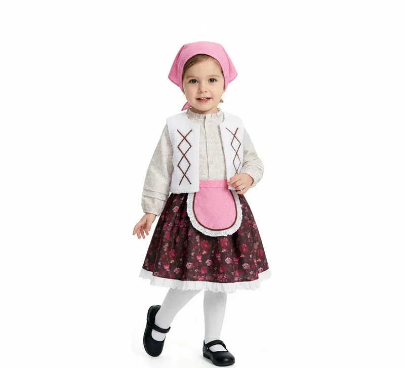Disfraz de Pastorcita con Pañuelo rosa para niña 5-6A