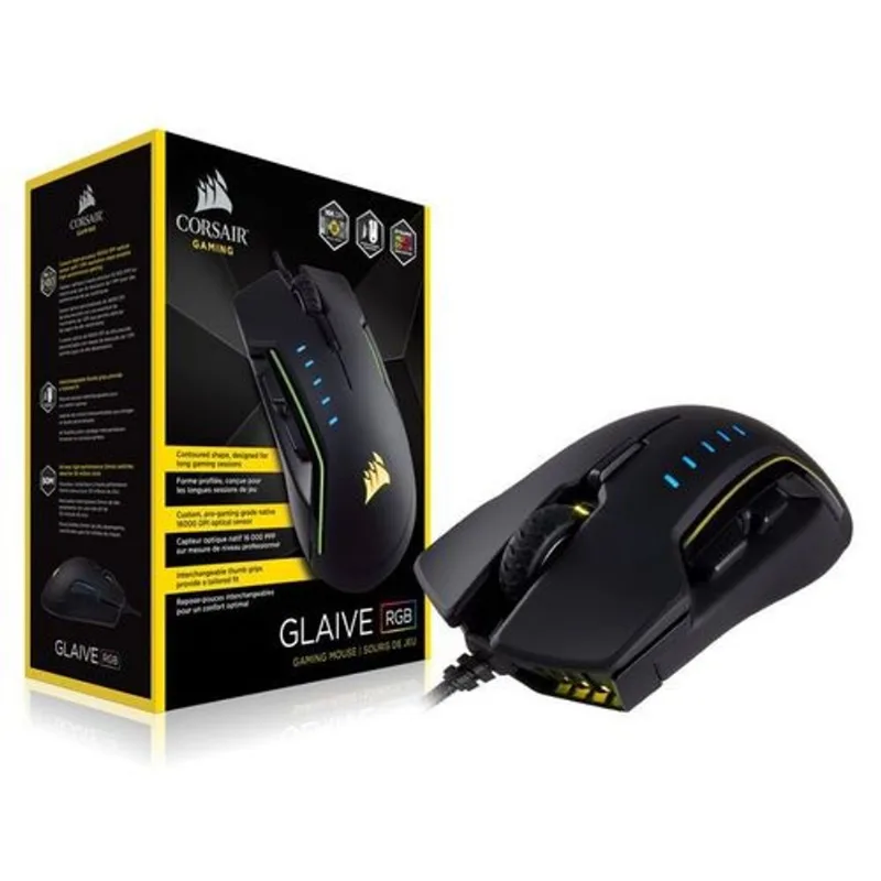 Mouse Gamer Corsair Ch-9302011-na Glaive Optico 16000dpi Rgb Preto