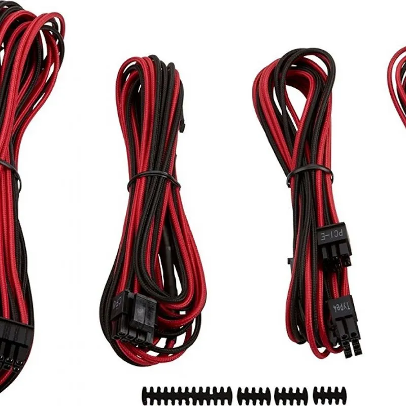 CABO PARA FONTE CORSAIR SLEEVED CP-8920148 PRETO E VERMELHO