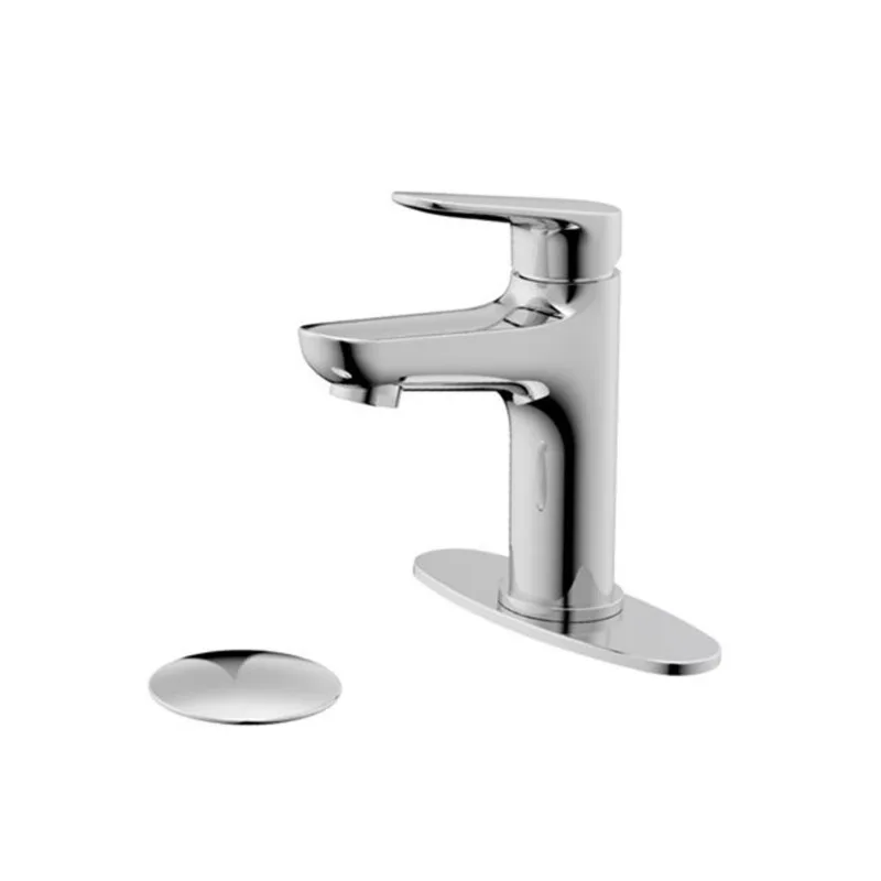 CraftX Blis Polished Chrome Single Handle Deck-Mount Modern Bathroom Basin Sink Faucet w/ Pop-up Drain and Deck Plate