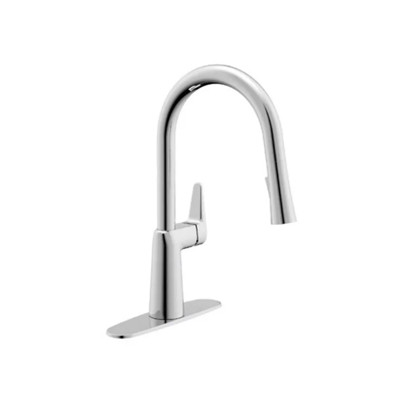 CraftX Blis Polished Chrome Single Lever Handle Deck-Mount Pull Down Kitchen Faucet w/ Deck Plate