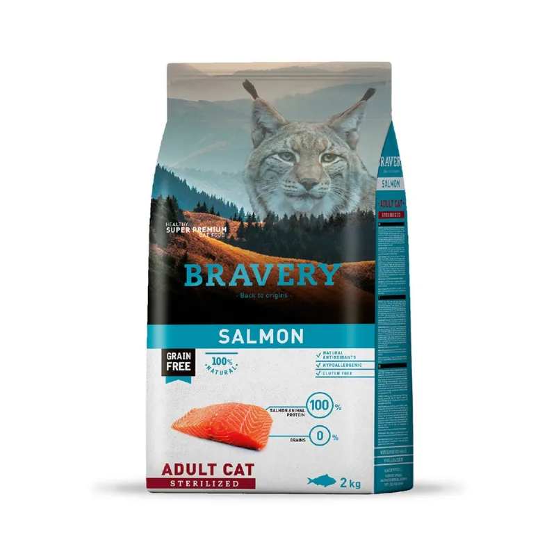 Alimento Gato Bravery Esterilizado Salmón 2 kg