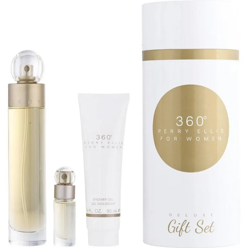 Perfume Feminino Perry Ellis 360 Edt Spray 100 Ml &amp; Gel De Banho 90 7