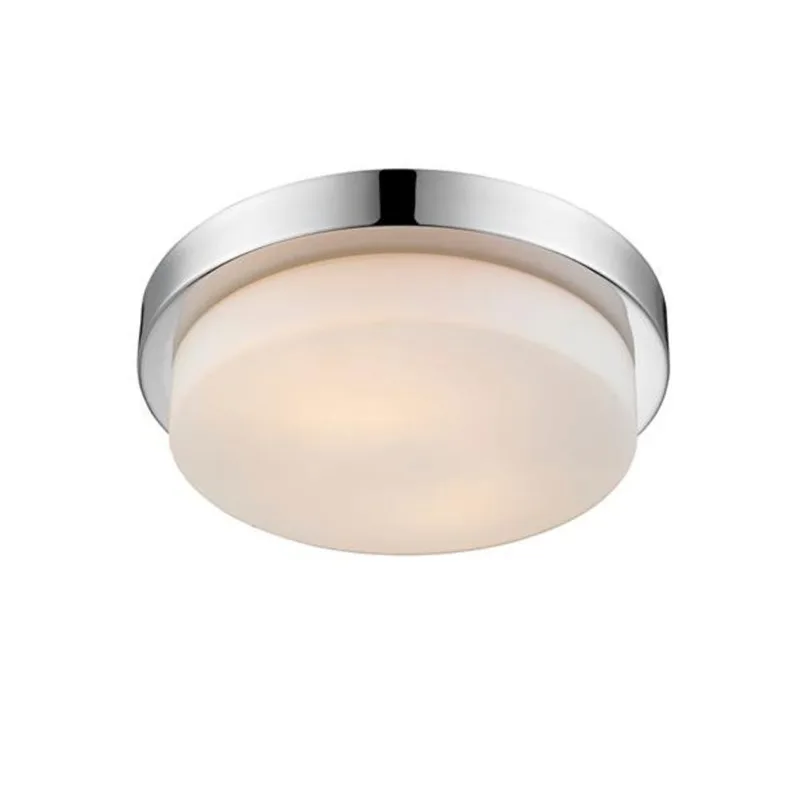 Golden Lighting Multi-Family Transitional 13-in Chrome 2-Light Drum Flush Mount Light - Opal Shade