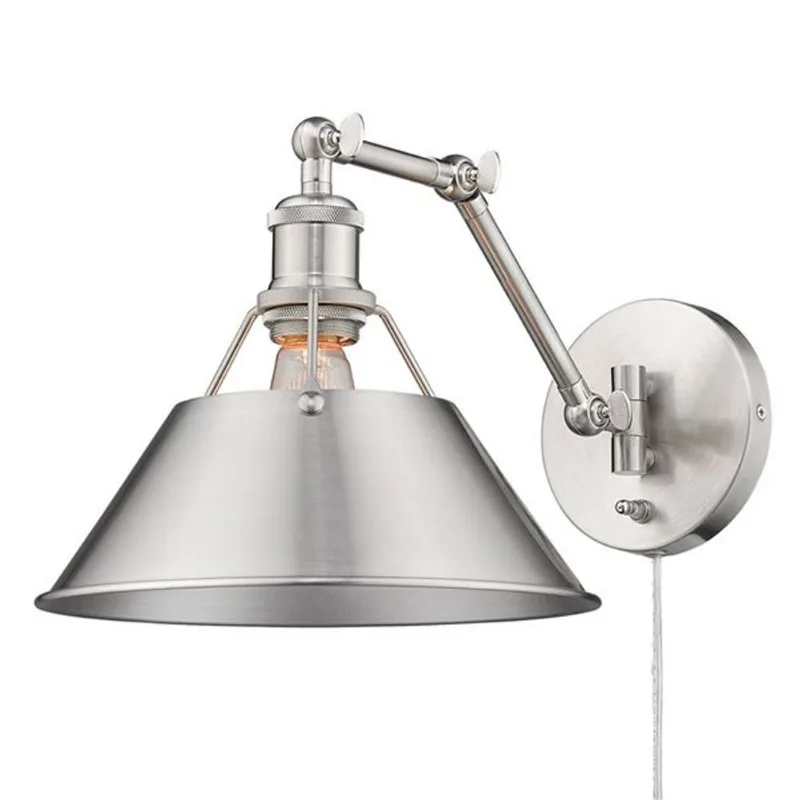 Golden Lighting Orwell Industrial Wall Sconce - 1-Light - 10-in - Pewter/Silver