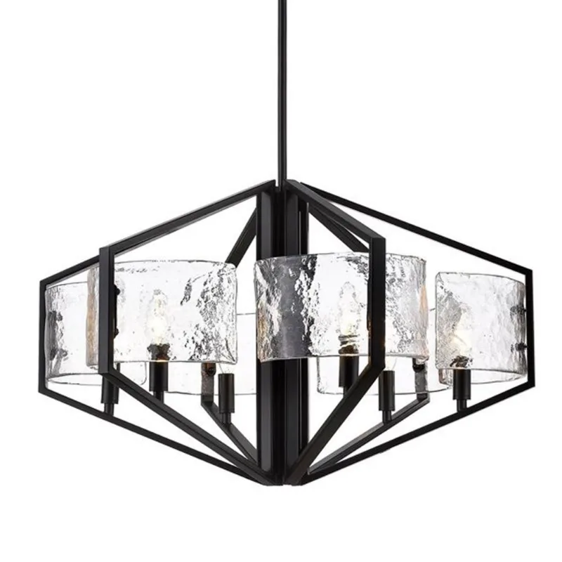 Golden Lighting Varsha 6-Light Industrial Chandelier - Matte Black
