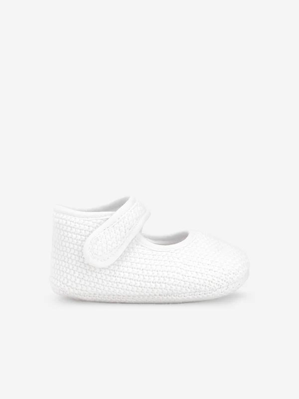 Paz Rodriguez Baby Girls Cotton Knit Pre-Walkers in White White / EU 19 UK 3