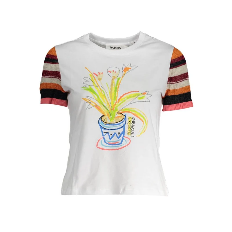 Desigual Bianco Cotton Women T-Shirt XXL