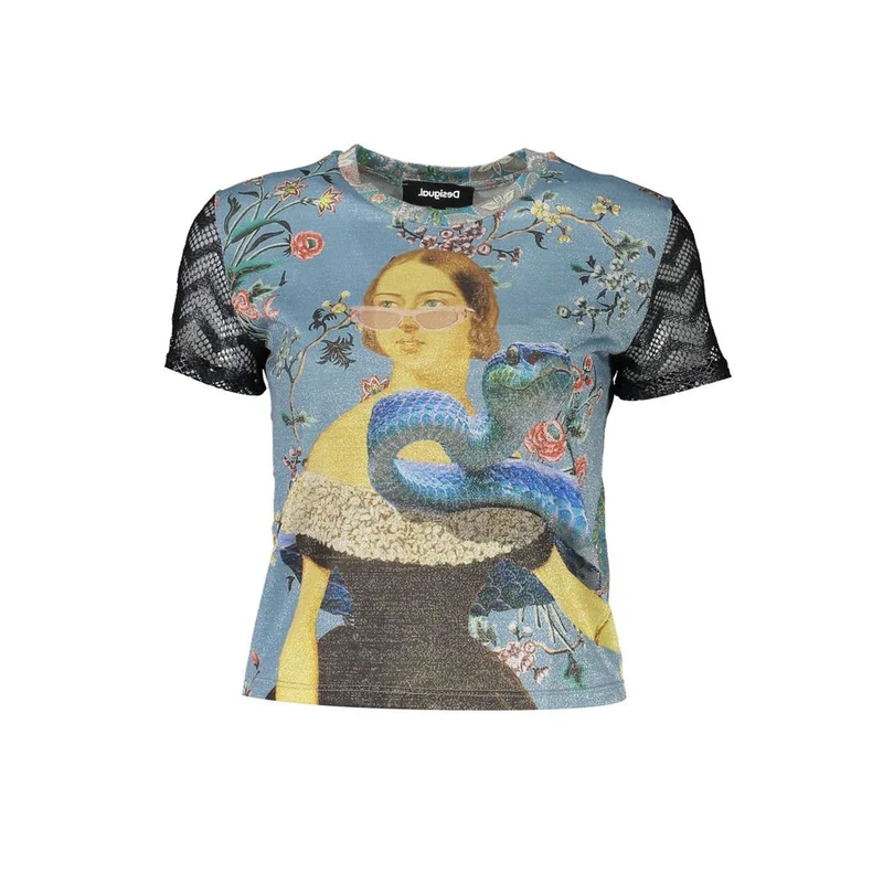 Desigual Azzurro Polyester Women T-Shirt XL