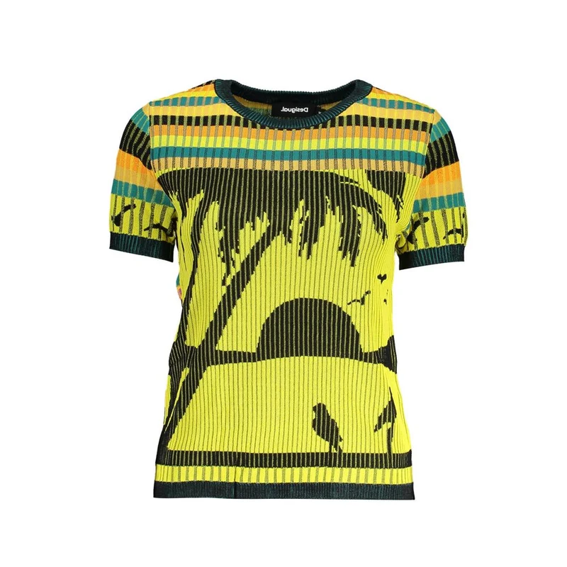 Desigual Giallo Viscosa Women's Sweater XXL