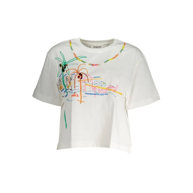 Desigual White Cotton Women T-Shirt XL