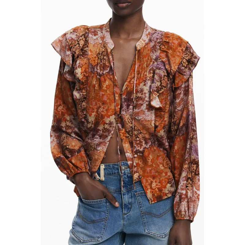 Desigual Arancione Viscosa Women Shirt XS