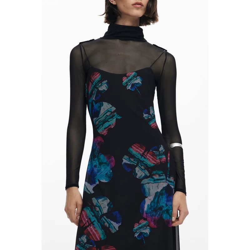 Desigual Nero Polyester Woman Dress XS