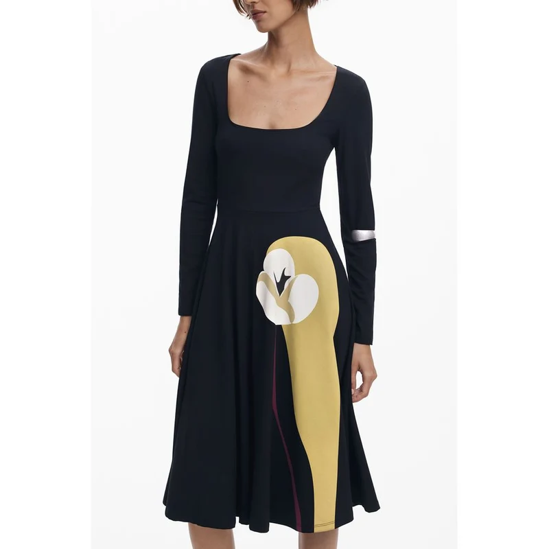 Desigual Black Cotton Women Dress L