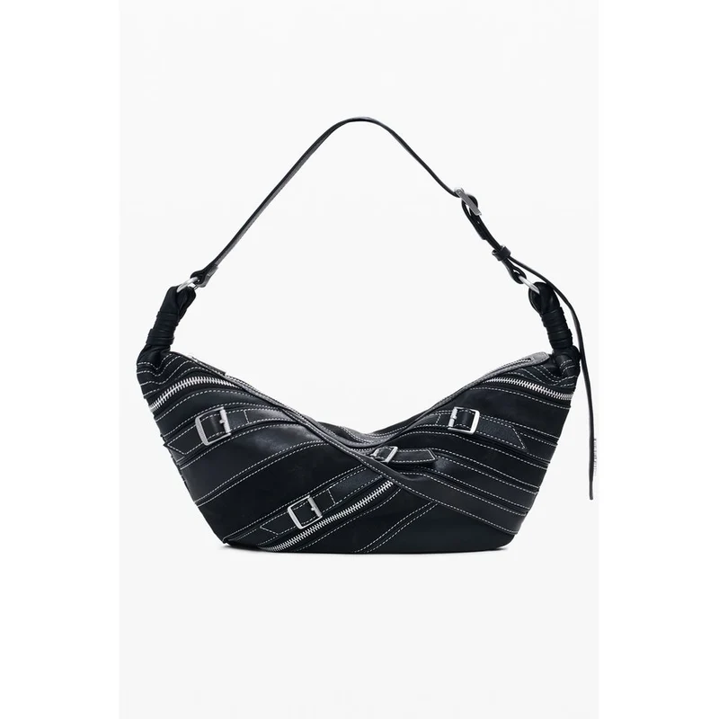 Desigual Nero Poliuretano Women Shoulder Bag
