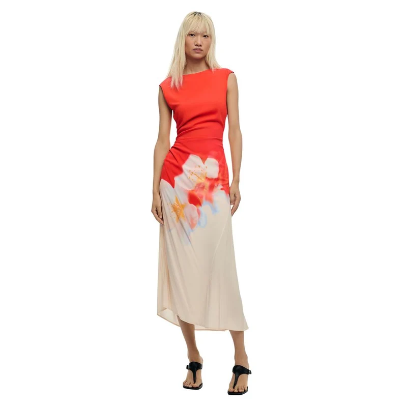 Desigual Orange Viscose Long Dress IT44|L