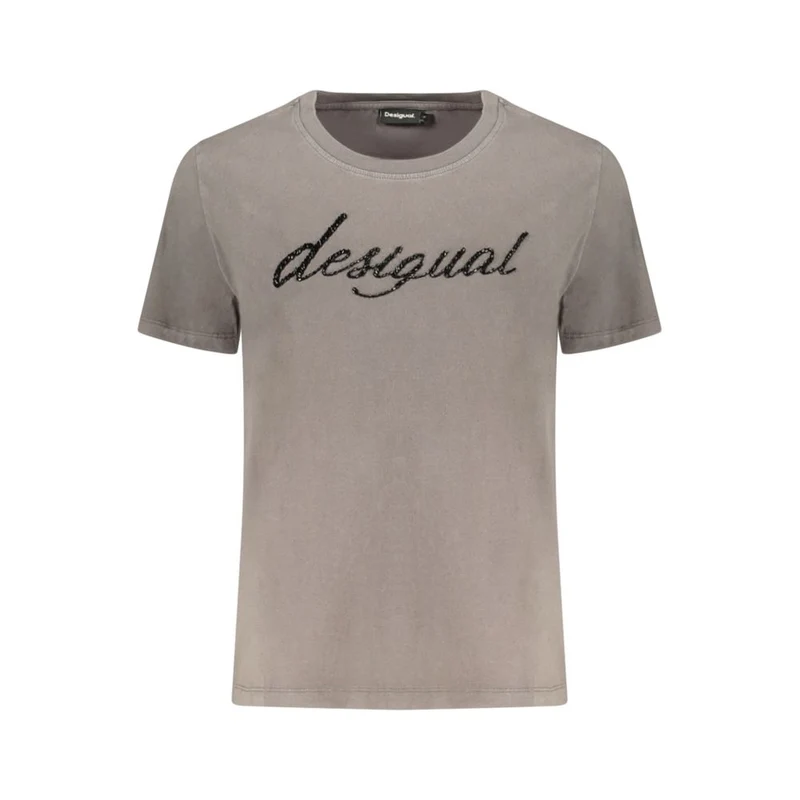 Desigual Grigio Cotton Women T-Shirt XS