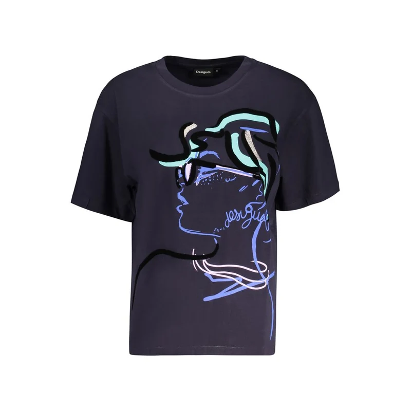 Desigual Blue Cotton Women T-Shirt XL