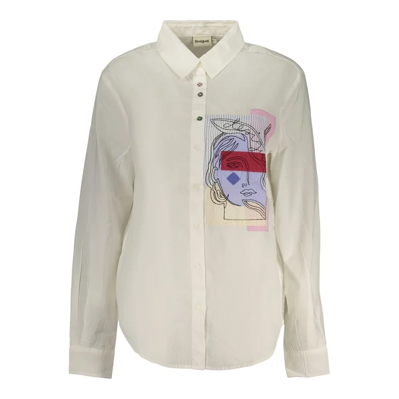 Desigual White Cotton Dress Shirt XS