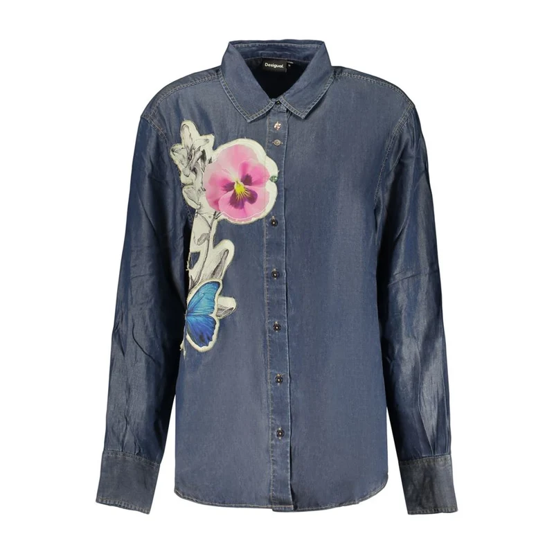 Desigual Blue Lyocell Womens Shirt S