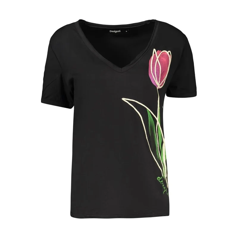 Desigual Black Cotton Women's T-Shirt L