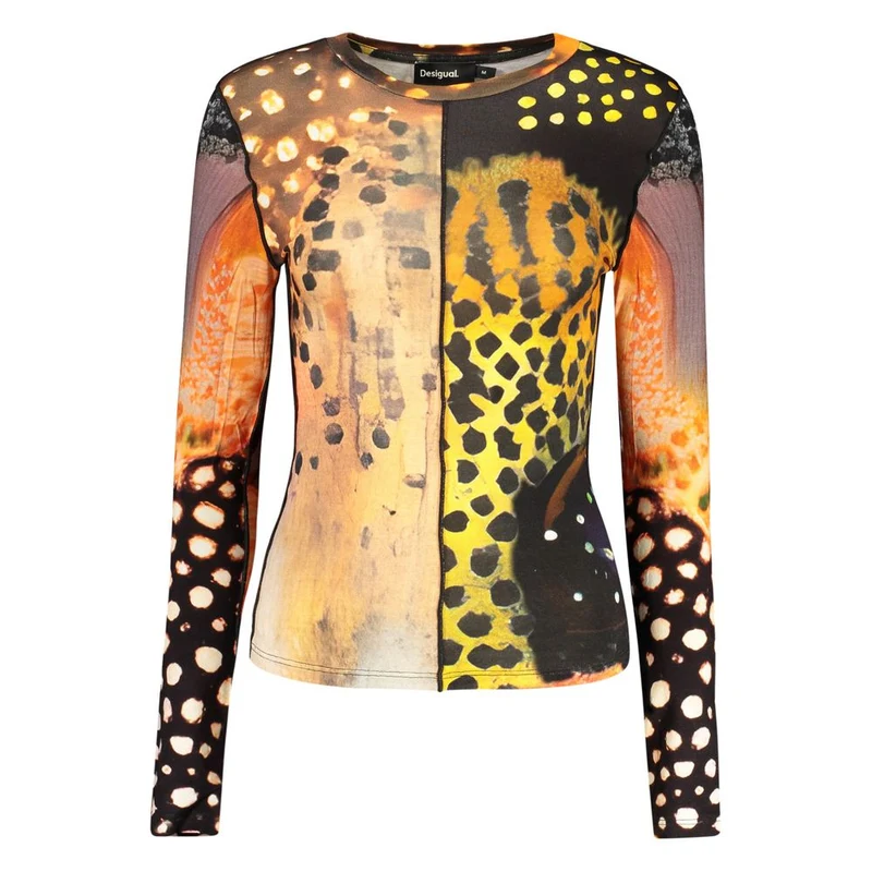 Desigual Orange Elastane T-Shirt XL