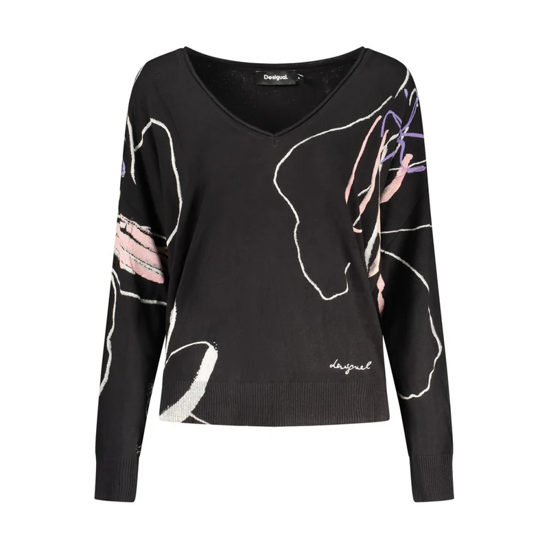 Desigual Black Viscose Women's Sweater XS