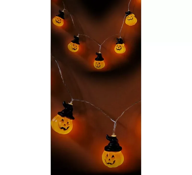 Guirnalda de 10 Calabazas con Sombrero con LED de 150 cm T.Única