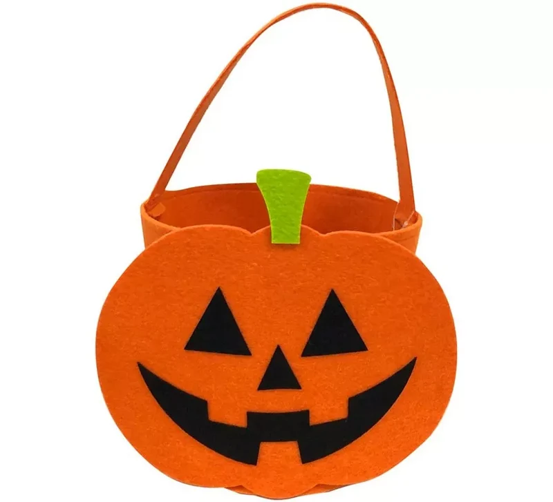 Cubo Calabaza naranja de Fieltro 21x19x22 cm T.Única