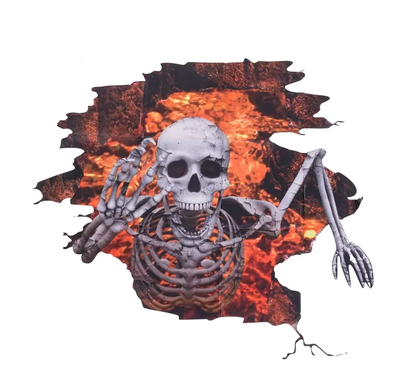 Pegatina de Esqueleto Rompiendo la Pared de 89x80 cm Sin talla