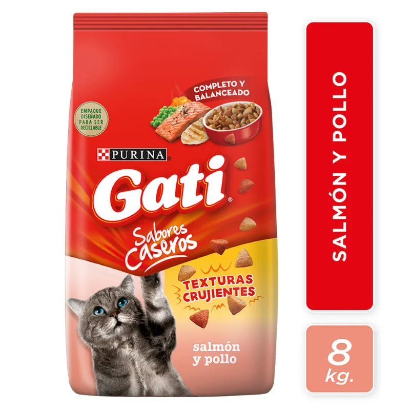 Alimento Gati Salmón Y Pollo 8 Kg