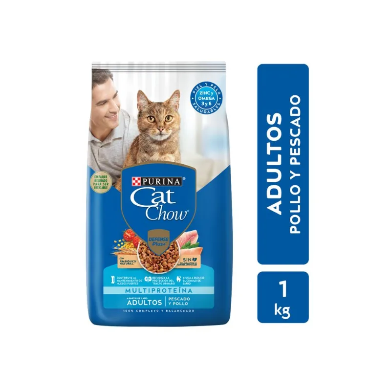Alimento seco para gato Cat chow adulto pescado y pollo 1 kg