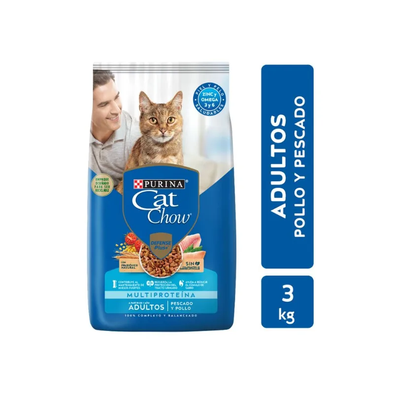Alimento seco para gato Cat chow adulto pescado y pollo 3 kg