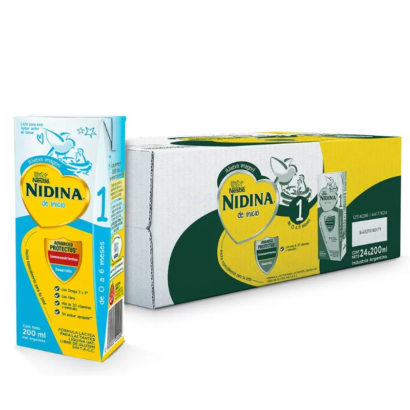 Fórmula Láctea Líquida Nidina 1 de 0-6 Meses x 24 un x 200 ml