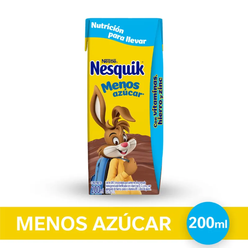 Leche Chocolatada Nesquik Menos Azucar 200ml