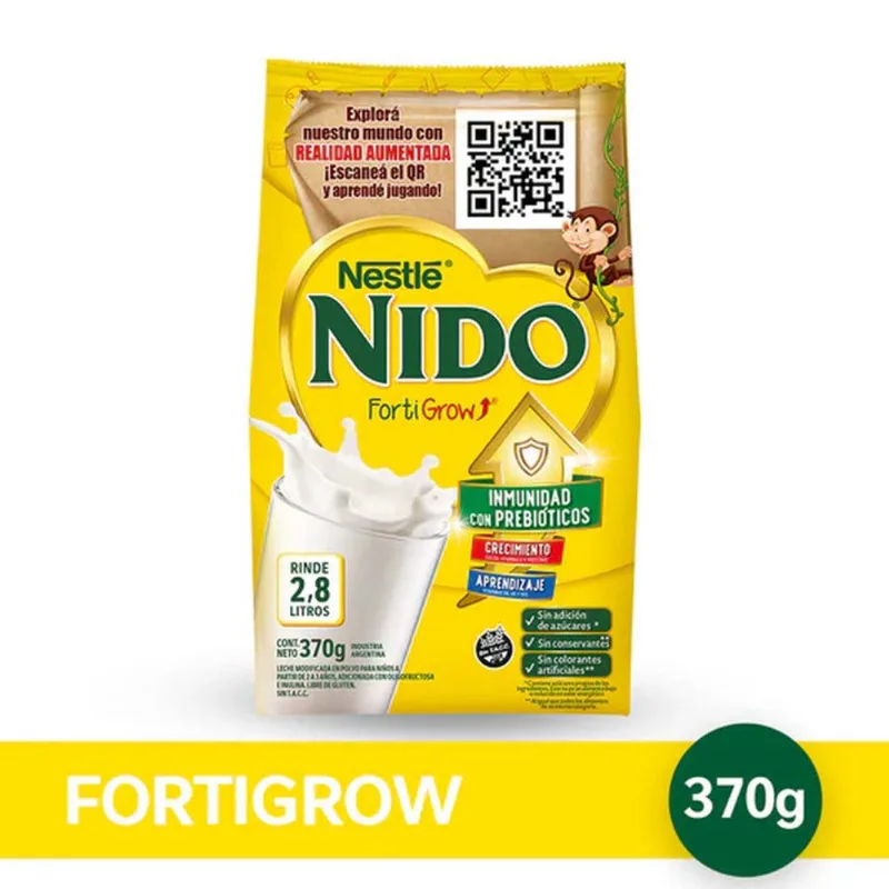 Leche en Polvo Fortigrow 370 Grs Nido