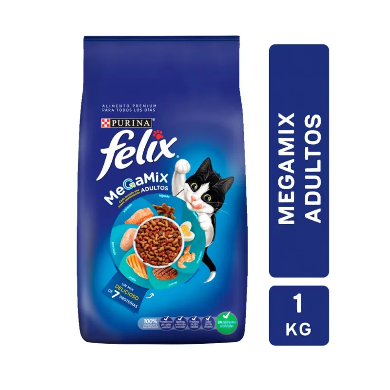 Alimento seco para gato Felix adultos megamix 1 kg Alimento seco para gato Félix adultos megamix 1 kg
