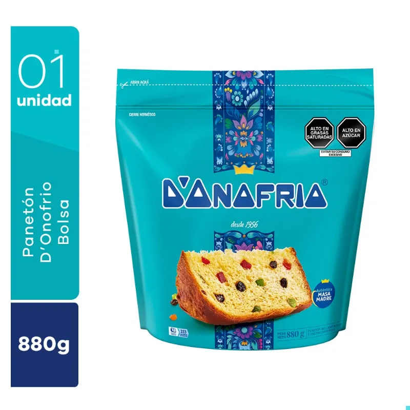 Panetón D'ONOFRIO Bolsa 880g