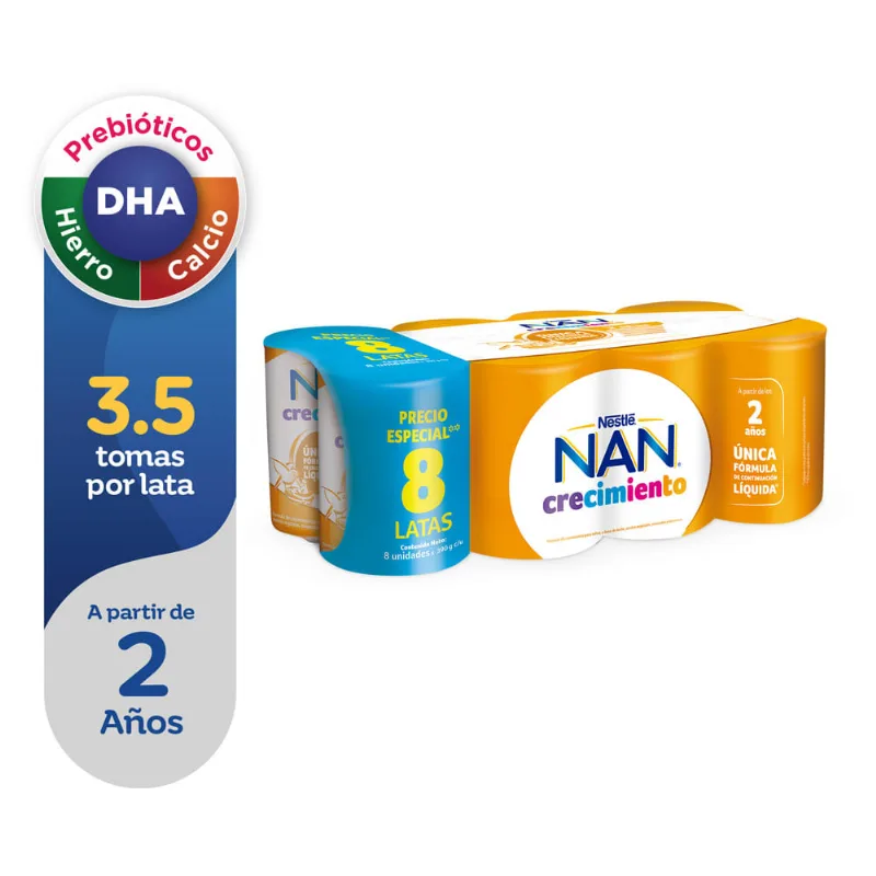 Formula Láctea NAN 3 Crecimiento Lata 390g Paquete 8un