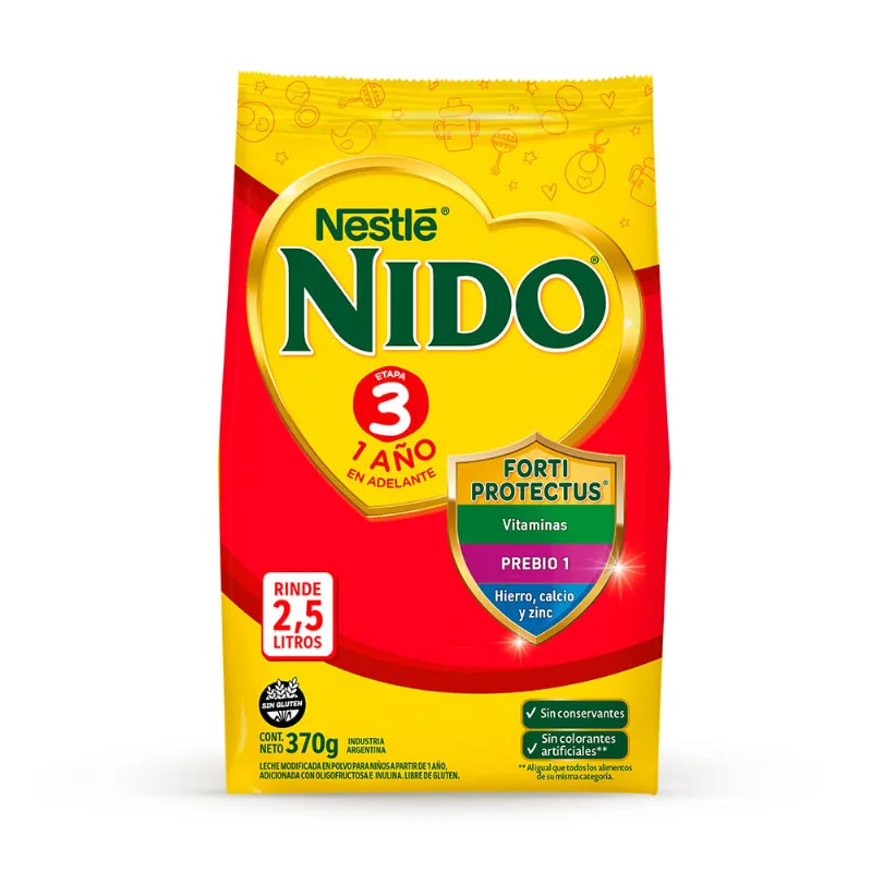 Leche Infantil Polvo Nido 3 1+ Año Softpack x 370 g