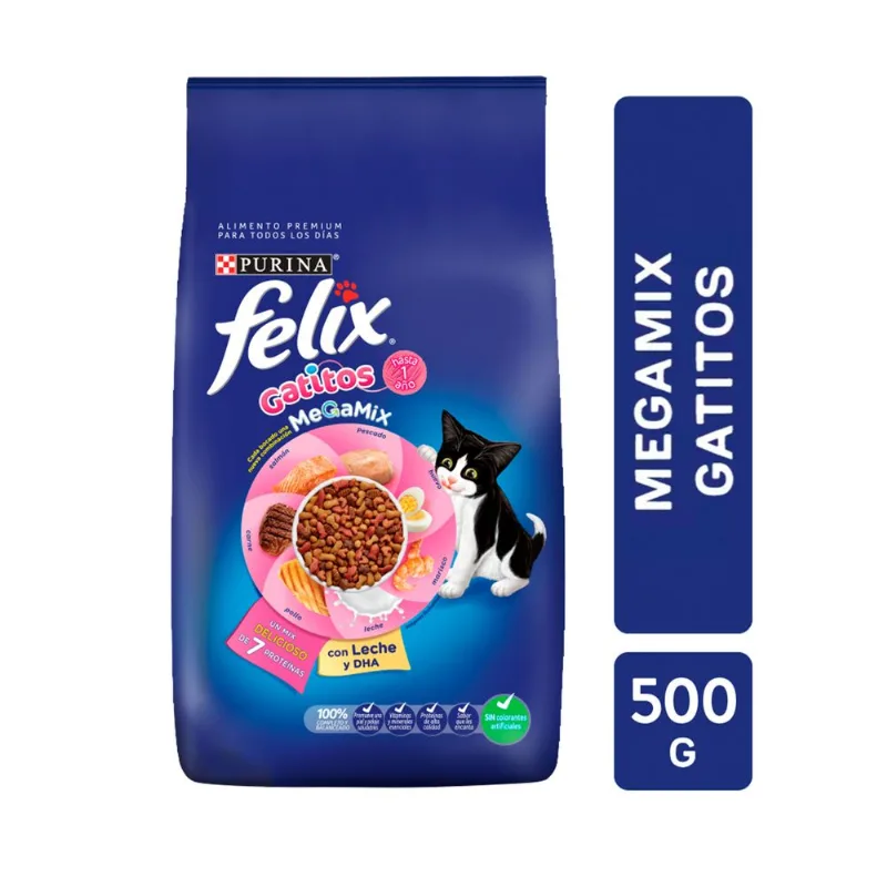 Alimento seco para gato Felix gatito megamix 500 grs Alimento seco para gato Félix gatito megamix 500 grs