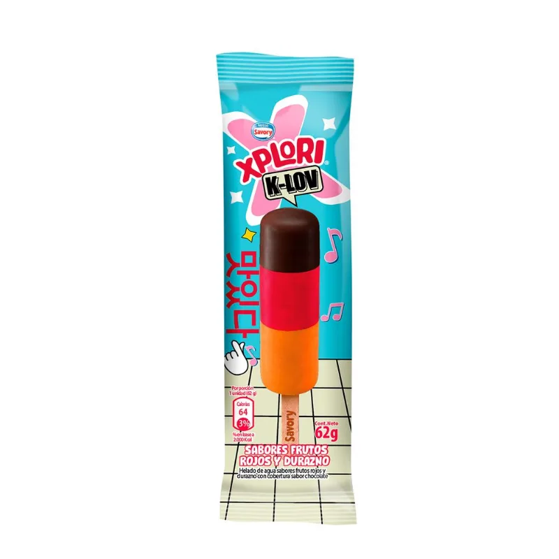 Helado Xplori K-Lov Frutos Rojos y Durazno y Chocolate 62 g