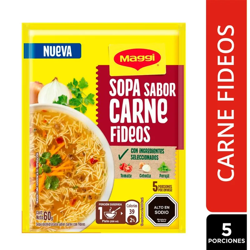 Sopa Maggi Sabor Carne con Fideos 60 g