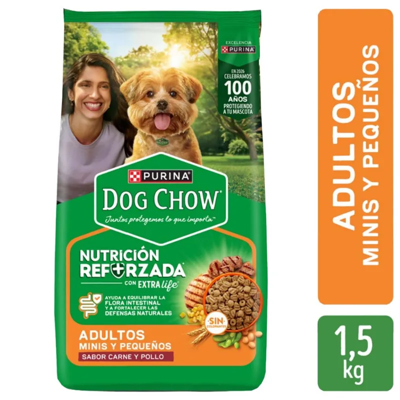 Alimento para Perro DOG CHOW Adultos Razas Medianas y Pequeñas Nutrición Reformada Bolsa 1.5kg
