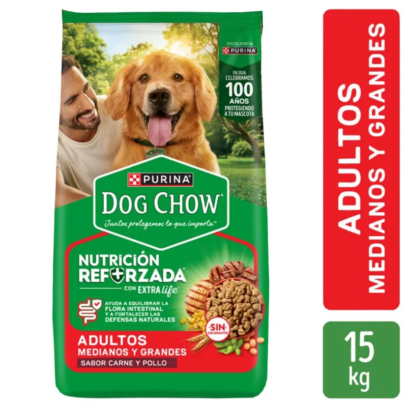Alimento para Perro DOG CHOW Adultos Razas Medianas y Grandes Nutrición Reformada Bolsa 15kg