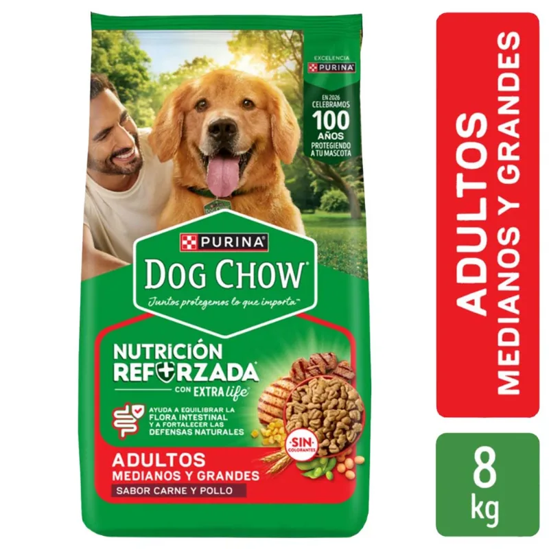 Alimento para Perro DOG CHOW Adultos Razas Medianas y Grandes Nutrición Reformada Bolsa 8kg