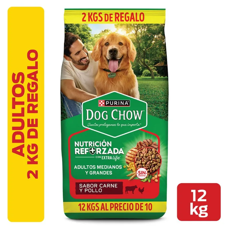 Alimento Perro Adulto Dog Chow Razas Medianas y Grandes 10 + 2 kg