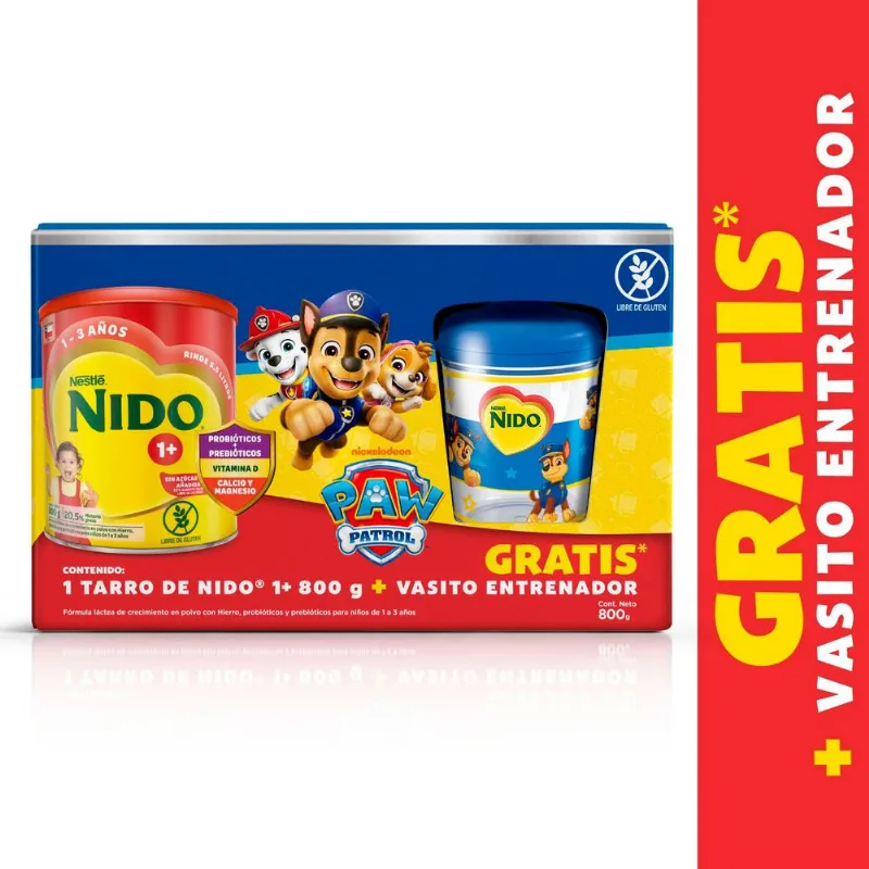 Fórmula Láctea Nido 1+ 800 g + Vaso Paw Patrol Gratis